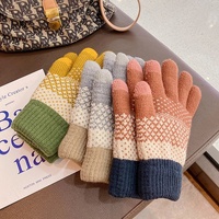 Gants rétro de style coréen, chauds, thermiques, à cinq doigts, longueur poignet, pour étudiantes, automne/hiver, doublés de polaire