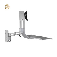 Support mural réglable en hauteur pour moniteur, en alliage d'aluminium, avec plateau pour clavier, pour écrans de 13'' à 27'', rotation à 360°