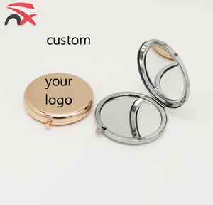 Custom logo Nuoxin Factory Stainless Steel Small Round Metal Compact Makeup Mirror for Beauty