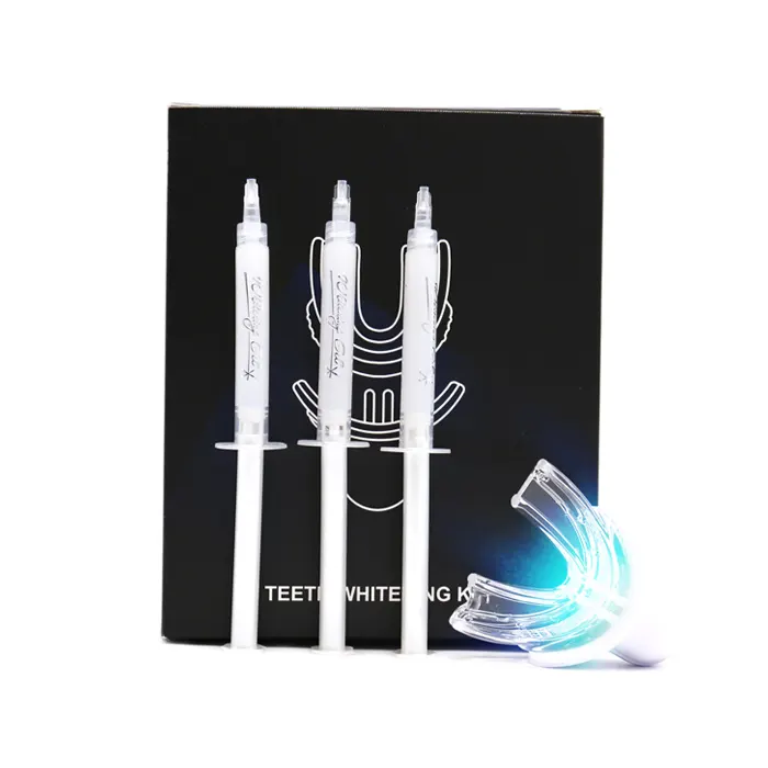 New design light weight home use DIY teeth whitening bleaching kit 3pcs tooth whitening gel blue light for accelerator