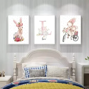 Baby Poster personal isierte Mädchen Name benutzer definierte Malerei Tier Poster Kinderzimmer Leinwand drucken Wandbilder für Kinder Schlafzimmer Dekor