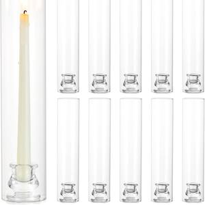 Wedding Glass Hurricane Tapered Candle <strong>Holder</strong> <strong>Candlestick</strong> Christmas Candle Stick <strong>Holder</strong> with Glass Sleeve Cylinder Candleholder - Product Image 5