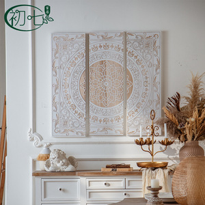 Moroccan Solid Wood Carved Wall Hanging Rectangle Engraved <b>Frame</b> Living Room Decor - Product Image 4
