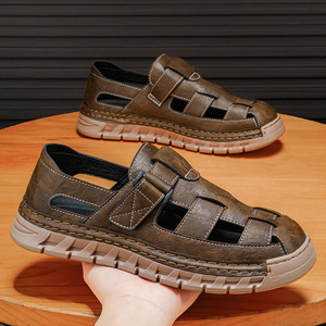 Sandalias de Pescador para Hombre, Cerradas, con Correa Ajustable y Hebilla, Parte Superior de Cuero Transpirable, Antideslizantes - Product Image 2