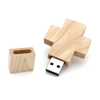 Nouvelle clé USB en forme de croix en bois 2.0 4 Go-32 Go Matériel écologique Option de logo client Garantie 1 an