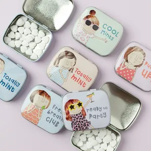 Custom Printed Metal Slide Tin Box Cans For Food Packaging With Window 3 Wick Tin Candle Vintage Tiny Metal Pill Candy Tin Box