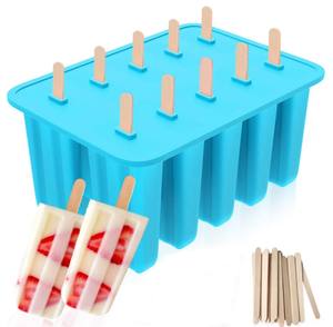 Moldes de Silicona para Helados de 10 Cavidades, Molde para Paletas Libre de BPA para Hacer Paletas Caseras con Palitos - Product Image 3