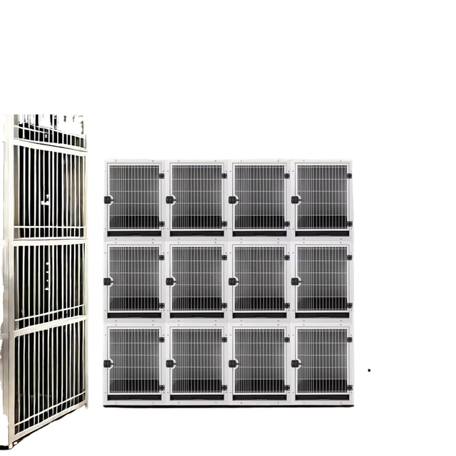 Heavy Duty Stackable 304 Stainless Steel Dog Crate Kennel Set S M L for Commercial Pet Inpatient Grooming Salon Hospital