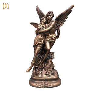 Statue de Cupidon et <span class=keywords><strong>Psyché</strong></span> en fibre de verre dorée, taille réelle, sculpture mythologique en résine pour la décoration de jardin - Product Image 6