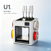 Imprimante 3D de bureau Snapmaker U1 PLA, échange de tête d'impression en 5 secondes, sans purge, sans gaspillage, auto-calibrage, contrôle via application à distance, grande taille d'impression