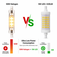 Ampoule LED R7S 220-240V 5W 520lm Température de couleur multiple (2700K-4000K) IRC>80 15000H Certifiée RoHS/CE Garantie 2 ans pour l'éclairage hôtelier
