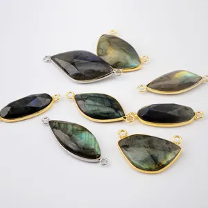 WX1534 Genuine Bezel Set Labradorite stone Pendant Natural Gemstone Blue Labradorite Pendant for Necklace