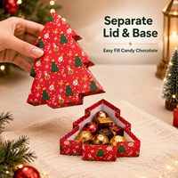 Boîte cadeau de style sapin de Noël, impression rouge, papier rigide, taille personnalisée, emballage pour bonbons, chocolat, biscuits, cosmétiques, écologique