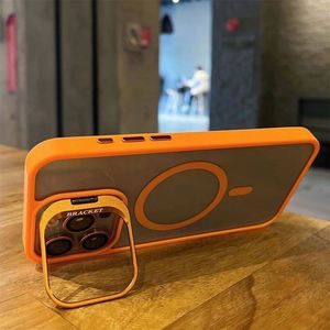 Coque de téléphone en alliage d'aluminium avancé avec protection d'écran en film, support invisible magnétique, coque en PC pour iPhone 12 13 16 14 ProMax 15 - Product Image 4