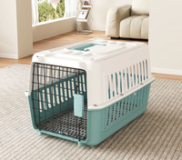 Plateau de transport aérien en gros boîte en plastique pour chat de luxe grand chenil sur roue noir cage de transport pour animaux de compagnie grande caisse lourde pour chien