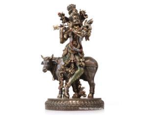 Artesanía Nirmala, Estatua de Poliresina del Dios Vaca Krishna Gau Gopal, Estilo Art Deco, Decoración Hecha a Mano para el Hogar - Product Image 5
