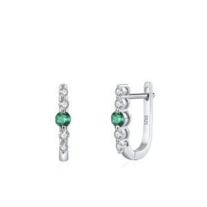 925 Sterling Silver Elegant Vintage Emerald Ring and Earrings - Niche Design, Stylish, Exquisite, and High-End Jewelry Set - Product Image 3