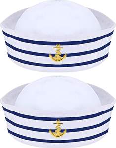 Sombrero de Marinero Azul Marino Yate Sombrero de Capitán con Sombrero de Vela Blanco para Accesorio de Disfraz Adulto Mujer Niño - Product Image 3