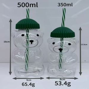 Garrafa de Água Plástica Personalizada de 500ml em Forma de Urso de Pelúcia para Feriados, Copos de Café e Suco para Chá e Leite - Product Image 4