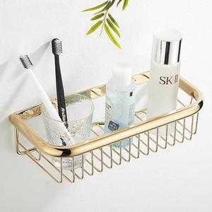 Étagère de rangement de salle de bain standard en cuivre massif, panier mural carré pour douche et toilettes, sans perçage requis - Product Image 4
