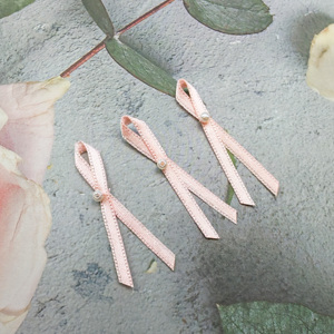 Petit nœud de ruban gros-grain couleur peau 100% polyester personnalisé boucle élastique préfabriquée pour bouteille de parfum et accessoires de sous-vêtements - Product Image 3