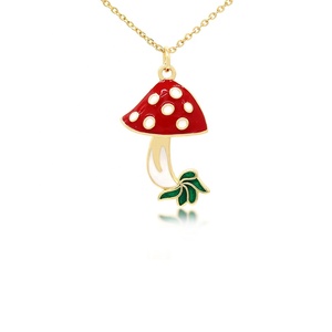Collier à breloques champignon <span class=keywords><strong>Namel</strong></span> Collier de perles de tempérament Collier à pendentif champignon rouge mignon Cadeaux pour femmes - Product Image 1