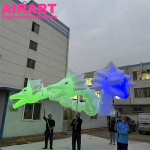 Dragón inflable gigante de tres cabezas con iluminación LED blanca, marioneta inflable de dragón para desfiles nocturnos, carnavales y eventos. - Product Image 6