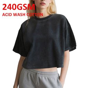 เสื้อครอปท็อปแฟชั่นปี 2026 ลายเกล็ดหิมะ ผ้าฝ้ายฟอกสี 240gsm สำหรับสาวๆ เสื้อยืดครอปท็อปเซ็กซี่สำหรับผู้หญิง - Product Image 2