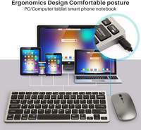 Ratón Inalámbrico Ultrafino 2.4g Bluetooth de Modo Dual, Teclado y Ratón Recargables Inalámbricos Plateados para Computadora de Escritorio y Portátil