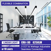 Suspension linéaire LED en aluminium noir de 1,2 m, 50W/40W/30W, connectable, température de couleur 3000K-5000K, dimmable 0-10V, garantie 5 ans, pour bureau
