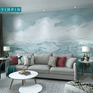 Azul oceano paisagem 3D mural papel de parede para a decoração home