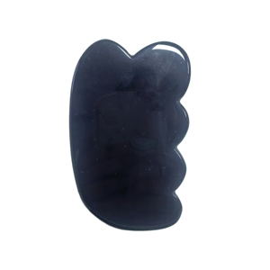 Tabla de Gua Sha Ondulada de Obsidiana Negra Natural, Piedra de Masaje de Cristal para Rostro, Cuello y Cuerpo, Lifting Facial, Spa, Cuidado de la Piel, Herramienta de Belleza - Product Image 1