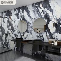 Panneau en pierre frittée à veinage noir et blanc brillant, résistant à l'usure, carrelage mural pour salle de bain, remplace le marbre naturel, 1200*2400mm