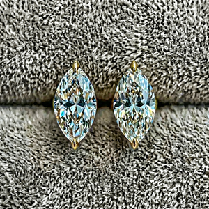 Marquise Cut Moissanite <b>Stud</b> Earrings Gold Plated <b>Silver</b> Jewelry for Women Wedding Party Gift - Product Image 1
