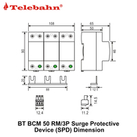 Dispositifs de protection contre les surtensions 50kA 10/350μs 3P, protecteur de surtension basse tension SPD pour système triphasé TN-C