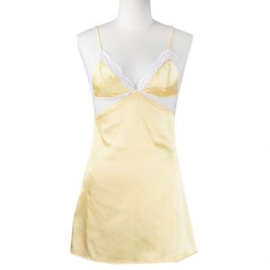 QianShun Camicia da Notte Estiva in Raso con Pizzo Giallo e Bianco di Alta Qualità, Abito da Donna con Lingerie Sexy da Sposa - Product Image 4