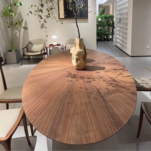 Hiện Đại Bắc Âu Tối Giản Lớn Sàn Phẳng Bàn Ăn Internet Người Nổi Tiếng Cho Ufo Cho Biệt Thự Văn Phòng Màu Đen Óc Chó Hình Bầu Dục Hiện Đại - Product Image 2