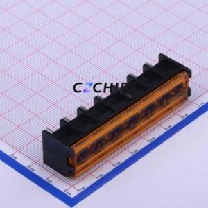 DBT50G-9.5-7P-BK-P OGC Barrier Terminal Block Through hole,P=9.5mm Connector With Cover Plate 9.5mm 1x7P Straight Pin - Product Image 1