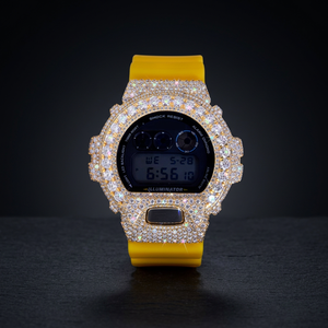 Digital Watch with Full Diamond Bezel Yellow Stainless Steel Strap Luxury Fashion Unisex 41mm 10 Bar Water Resistant - Product Image 3