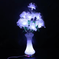 Vente en gros de lumière de fête décorative Grande pivoine en fibre optique fleur artificielle Led avec vase