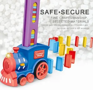 डोमिनोज़ ट्रेन बिजली dominoes स्वचालित ट्रेन ध्वनि और प्रकाश बच्चों खिलौना कारों उपहार