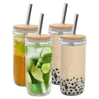 Prix d'usine Verre Mason de 24 oz avec couvercle et paille, pour café glacé, idéal pour les articles cadeaux