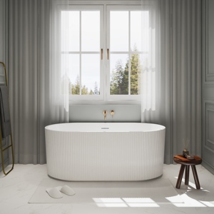 Baignoire autoportante contemporaine en acrylique et fibre de verre, design cannelé, Vietnam, OEM ODM personnalisé - Product Image 5