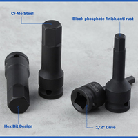 Jeu de douilles hexagonales pneumatiques à impact en phosphate noir en acier Douilles profondes avec boîte en plastique Support OEM personnalisé