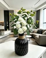 Set Bunga Daun Eucalyptus Buatan Realistis dengan Vas Plastik untuk Dekorasi Meja Rumah atau Kantor Gaya Nordik, Tahan Jatuh