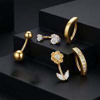 Ensemble de bijoux de piercing pour nombril en acier inoxydable de qualité chirurgicale, recommandé pour l'exportation, comprenant un anneau et un clou de nombril, pour un look tendance