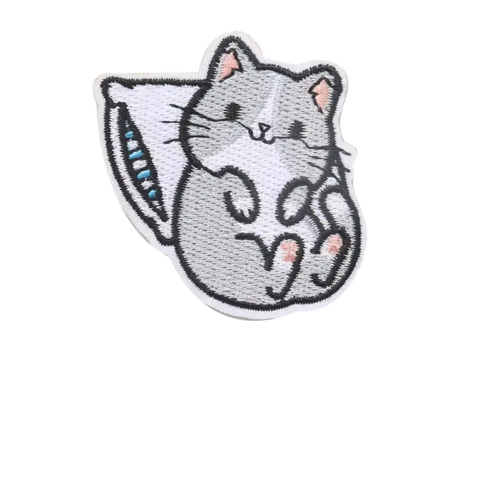 Toppa di tessuto ricamato piccolo gatto simpatico cartone animato per bambini