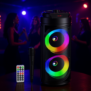 Altavoz Bluetooth con micrófono 6.5x2 20W KK-6201, luces RGB portátiles recargables para uso en fiestas de Karaoke - Product Image 3