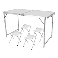 Portable rectangulaire moderne en métal Durable hauteur réglable Table à manger pliante activités de plein air Table de Camping