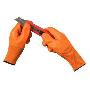 Full <b>PVC</b>-Coated Polyester Safety <b>Gloves</b> Elastic Wrist Waterproof Oil Resistant Slightly Textured For Machinery Construction - Product Image 4